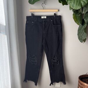 We The Free Black Onyx Mid Rise Maggie Straight Distressed Ankle Jeans